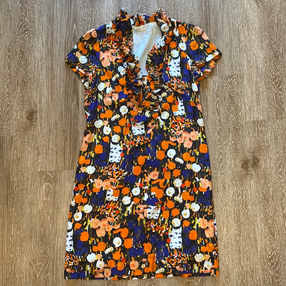 J. Crew Silk Ruffle Top Floral Shift Dress
